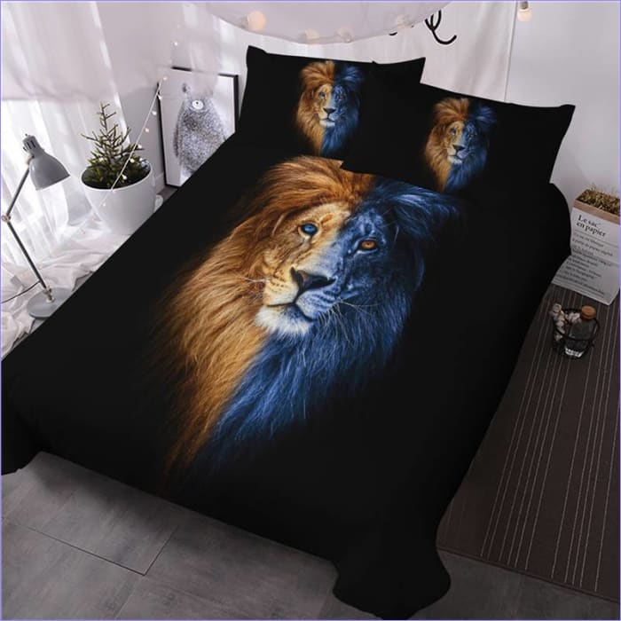 Housse de Couette Lion Orange et Bleu
