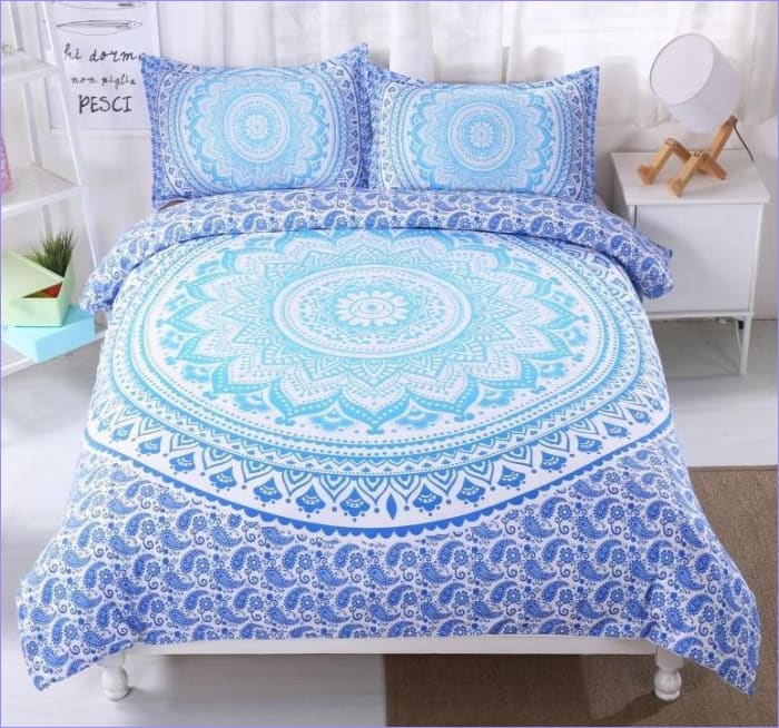 Housse de Couette Mandala Dégradé de Bleus