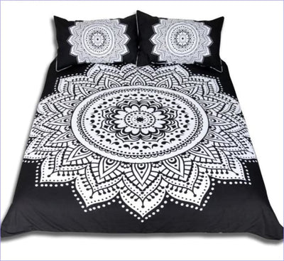 Housse de Couette Mandala Dentelle Noire et Blanche