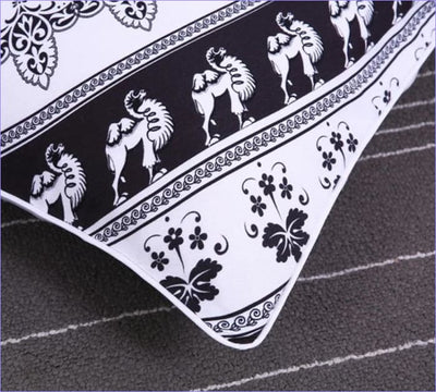 Housse de Couette Mandala Indien Noir et Blanc