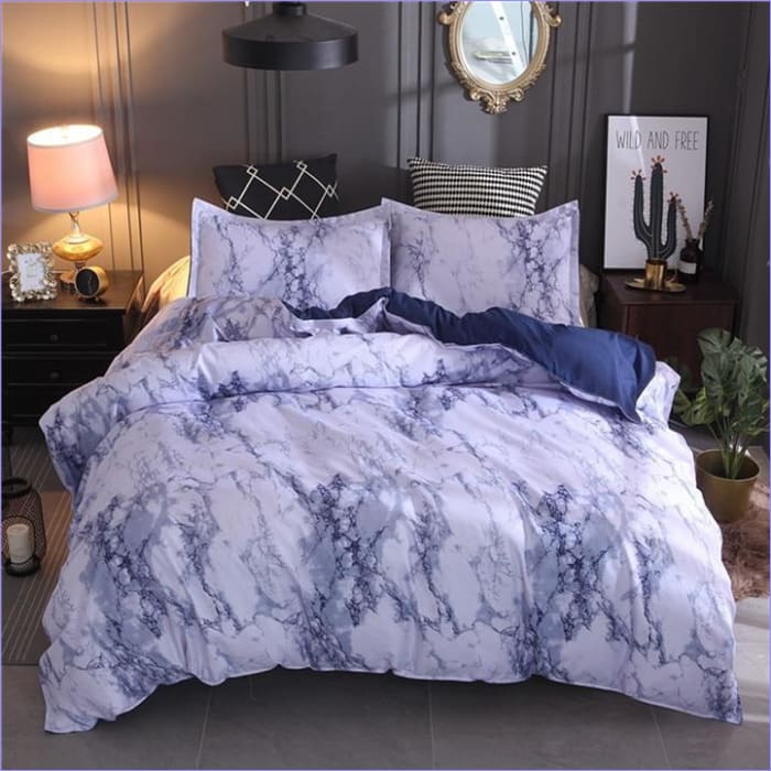 Housse de Couette Marbre Bleu Luxe