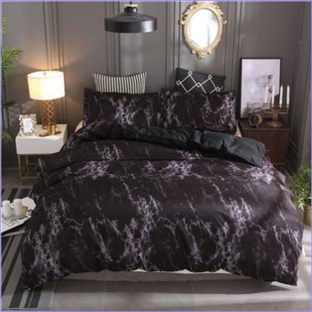 Housse de Couette Marbre Noir Luxe