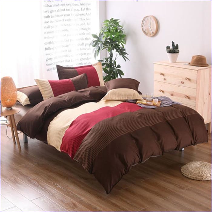 Housse de Couette Marron Rouge