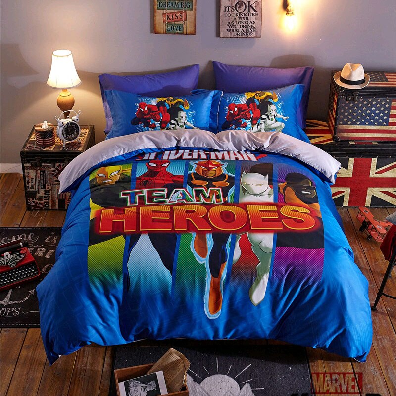 Housse de Couette Marvel Team Héros Avengers 100% Coton