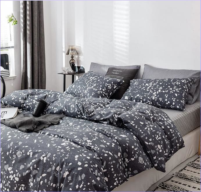 Housse de Couette Moderne Granit Noir