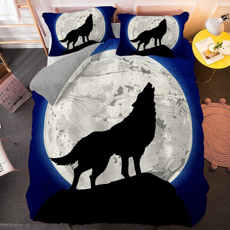 Housse de Couette Motif Loup Lune