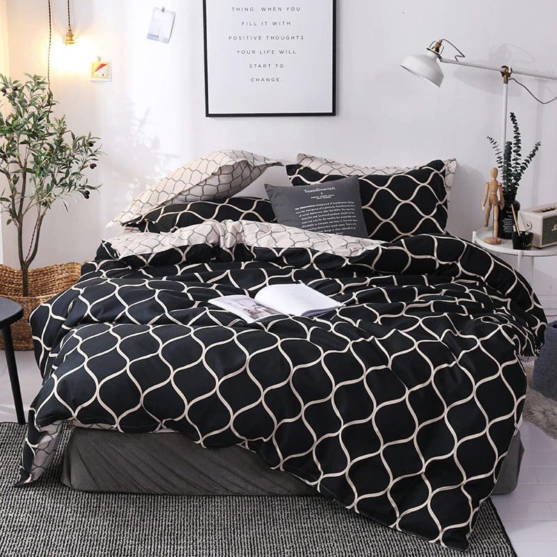 Housse de Couette Motif Noir et Blanc