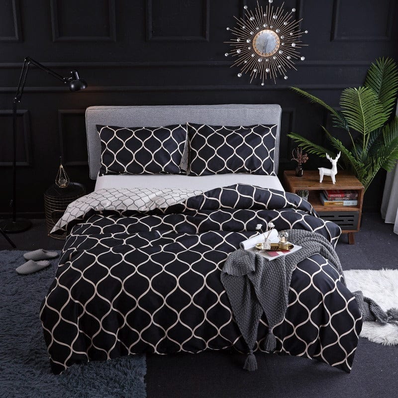 Housse de Couette Motif Oriental Noire