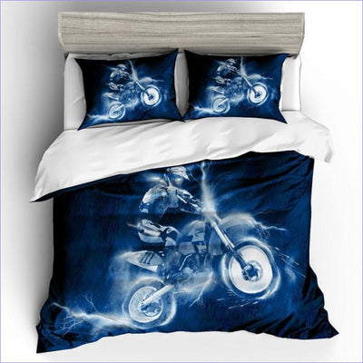 Housse de Couette Moto Bleue