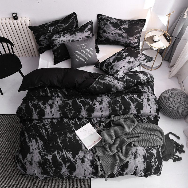 Housse de Couette Noir et Gris