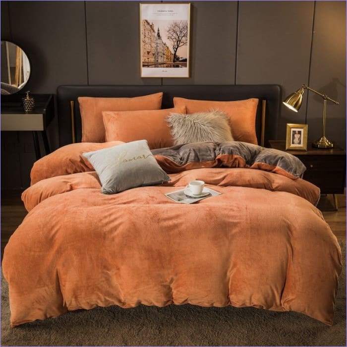 Housse de Couette Orange Terracotta Velours