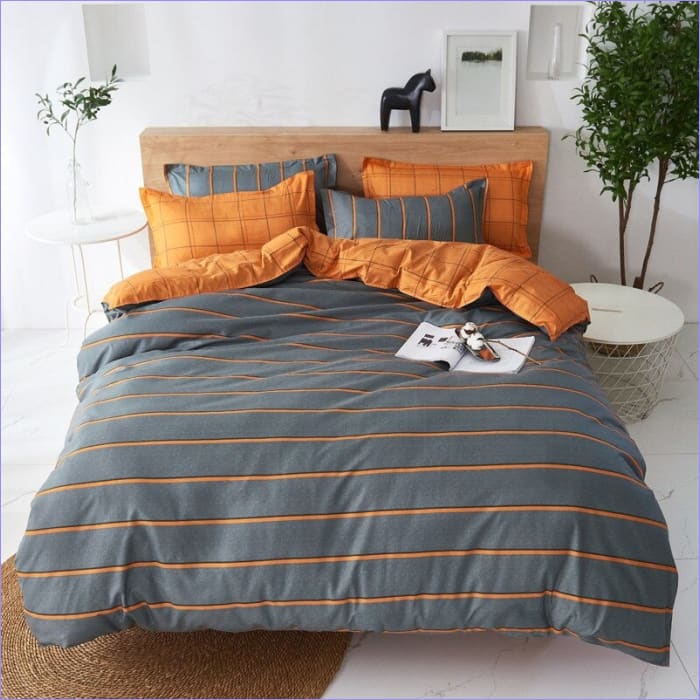 Housse de Couette Orange et Grise