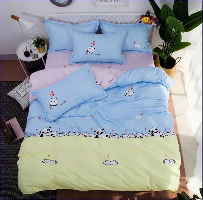 Housse de Couette Panda Bleue et Jaune