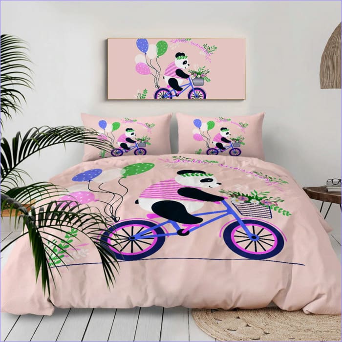 Housse de Couette Panda En Vélo