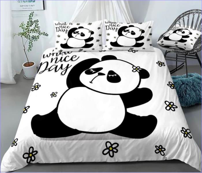 Housse de Couette Panda Fleuri