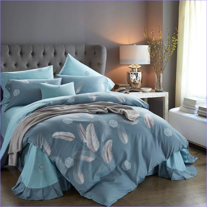 Housse de Couette Plume Bleu Ciel