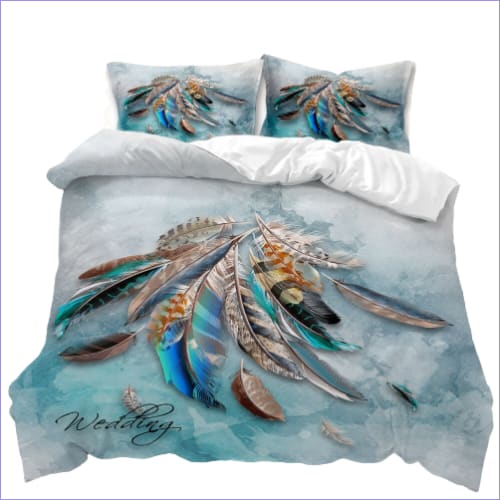 Housse de Couette Plume Bleue Artistique
