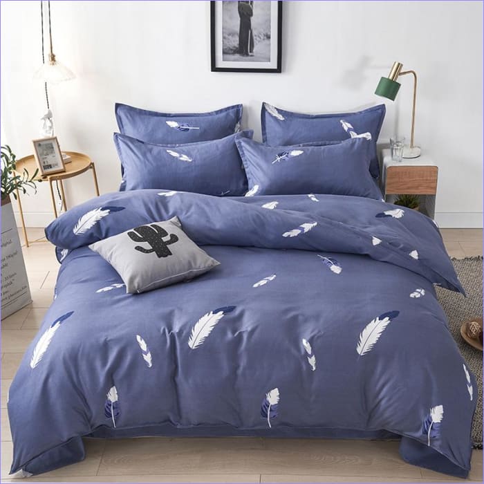 Housse de Couette Plume Bleue Marine