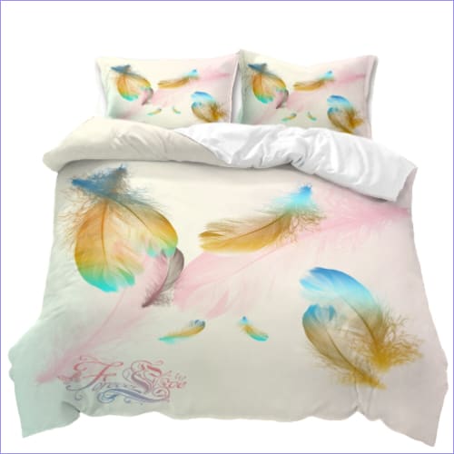 Housse de Couette Plume Jaune Rose et Bleu