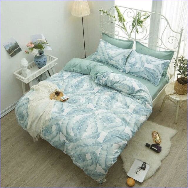 Housse de Couette Plumes Vertes