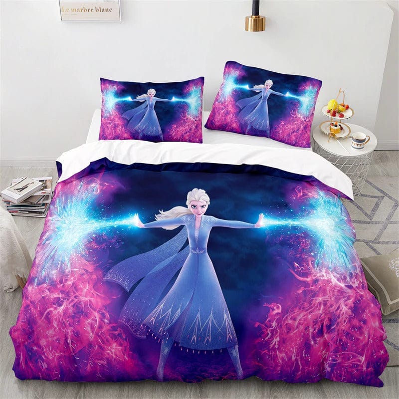 Housse de Couette Reine des Neiges Rose et Bleue