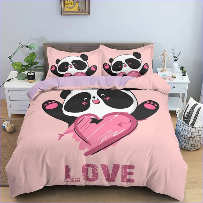 Housse de Couette Rose Panda Love