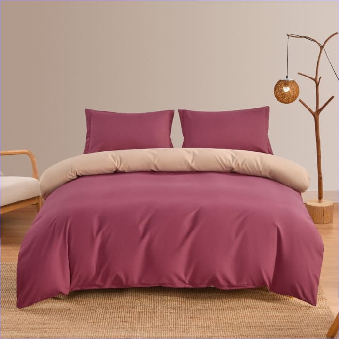 Housse de Couette Rose et Beige