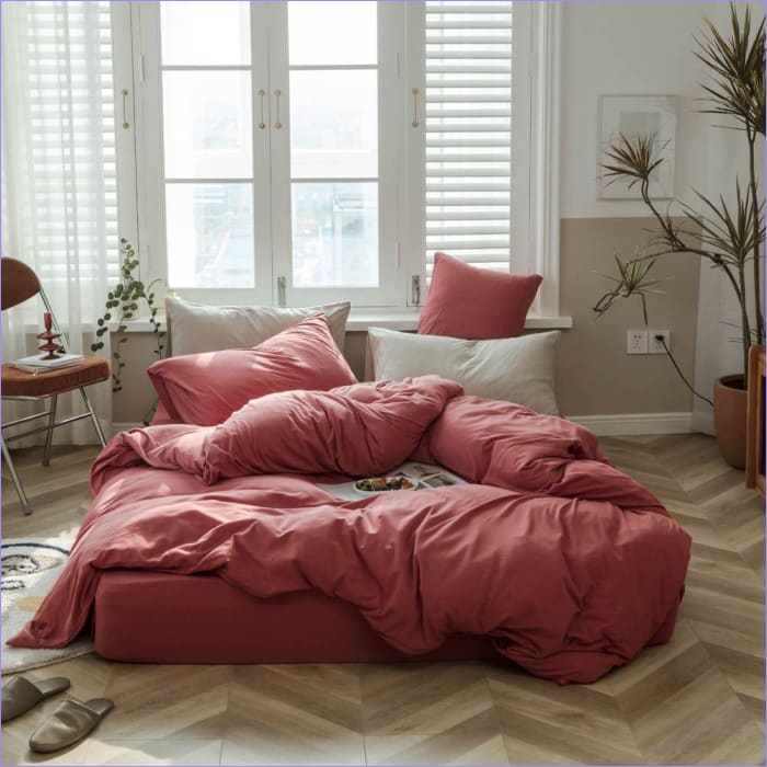 Housse de Couette Rouge Brique