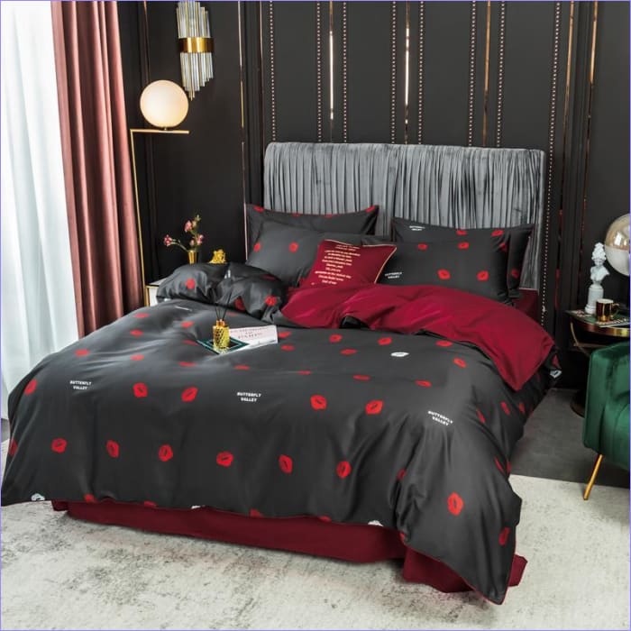 Housse de Couette Rouge et Noir