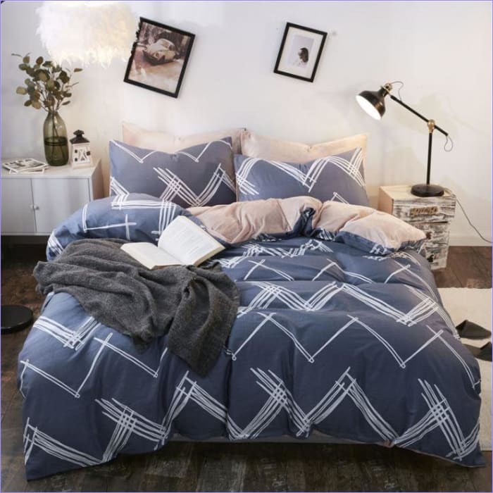 Housse de Couette Scandinave Bleue à Vagues