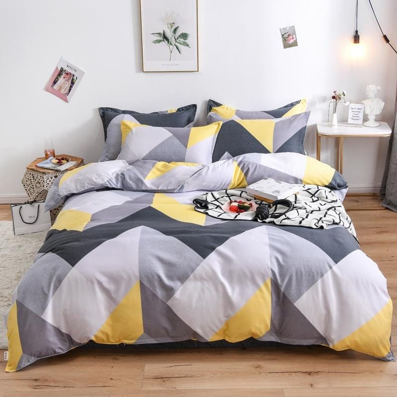 Housse de Couette Scandinave Jaune et Grise