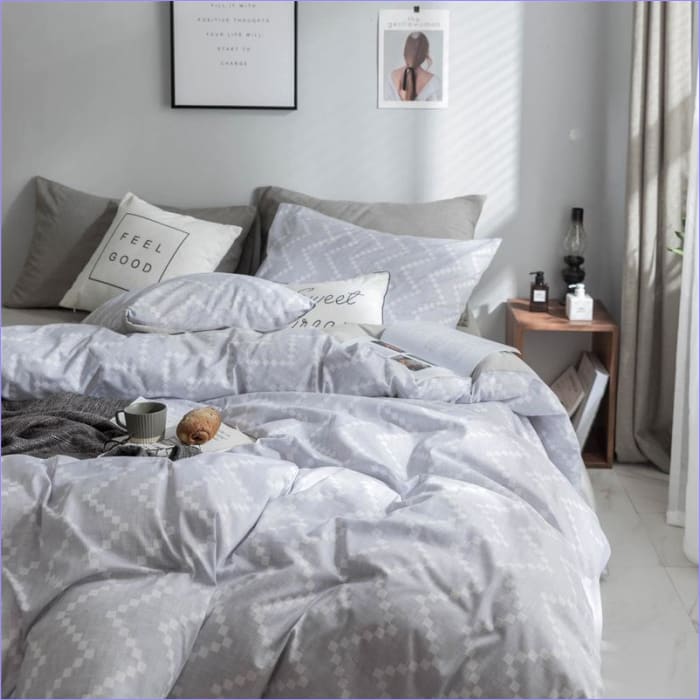 Housse de Couette Scandinave grise et blanche