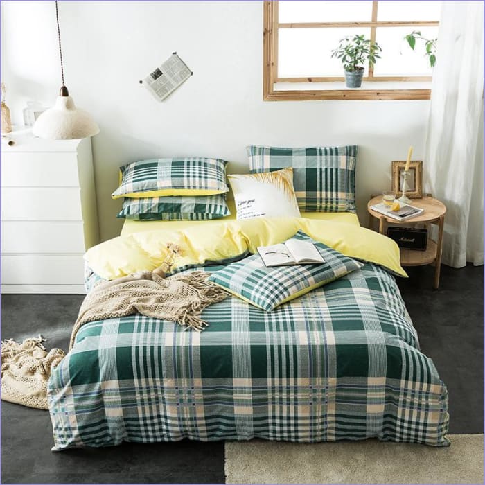 Housse de Couette Tartan Vert