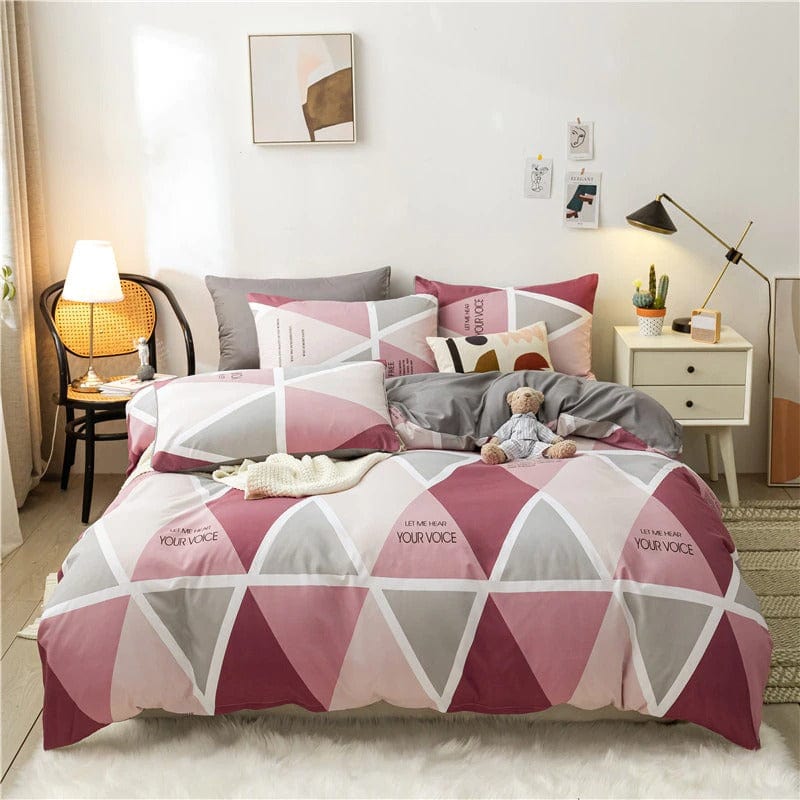 Housse de Couette Tendance Scandinave Rose et Grise