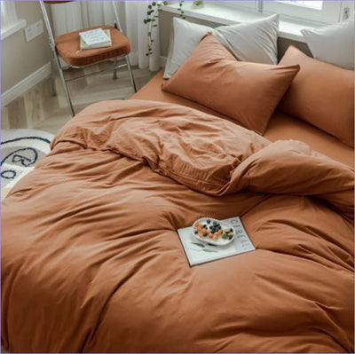 Housse de Couette Terracotta Brun Uni