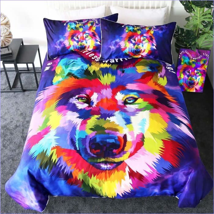 Housse de Couette Tête de Loup Multicolore
