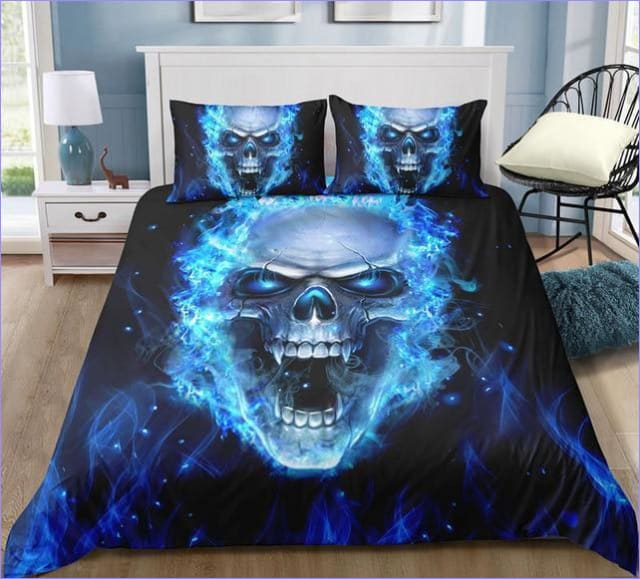 Housse de Couette Tête de Mort Ghost Rider Bleu
