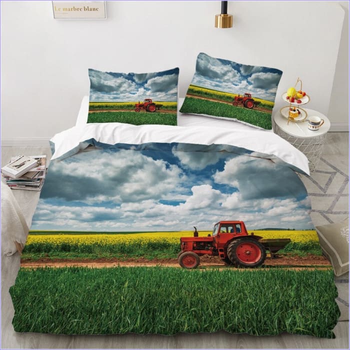 Housse de Couette Tracteur Rouge Semi Remorque