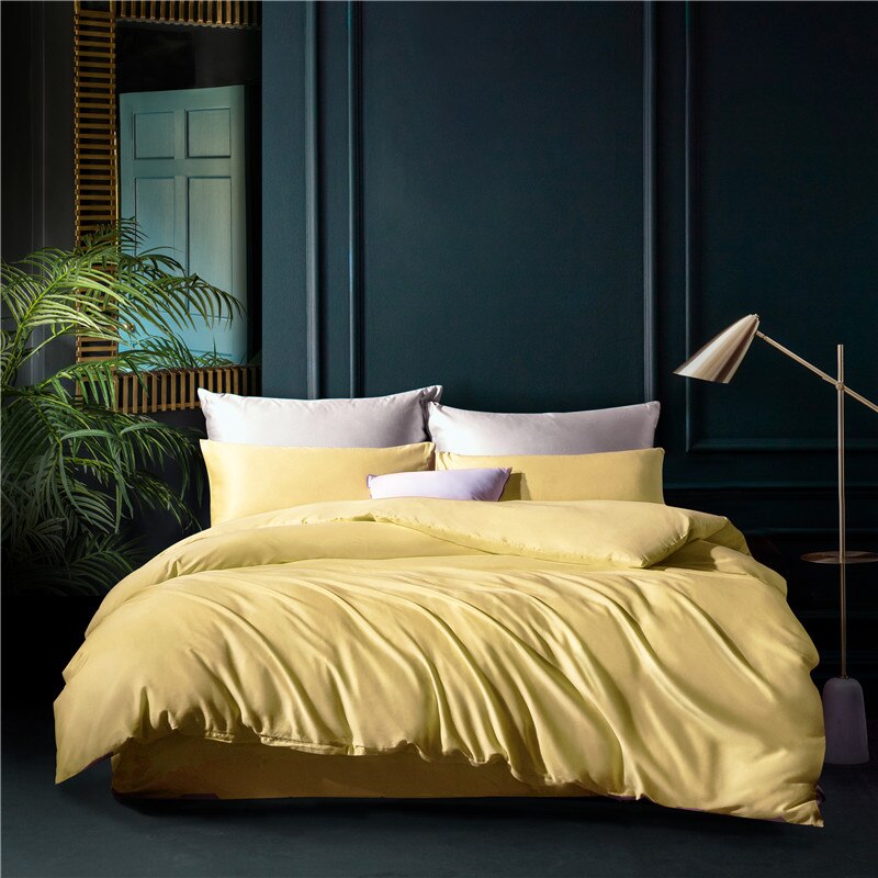 Housse de Couette Unie 100% Coton Jaune