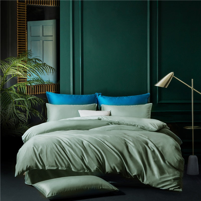 Housse de Couette Unie 100% Coton Kaki