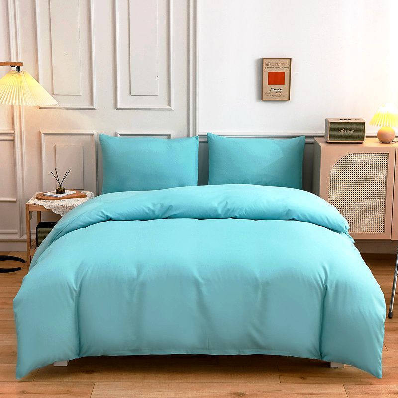 Housse de Couette Unie Polycoton Bleu Clair