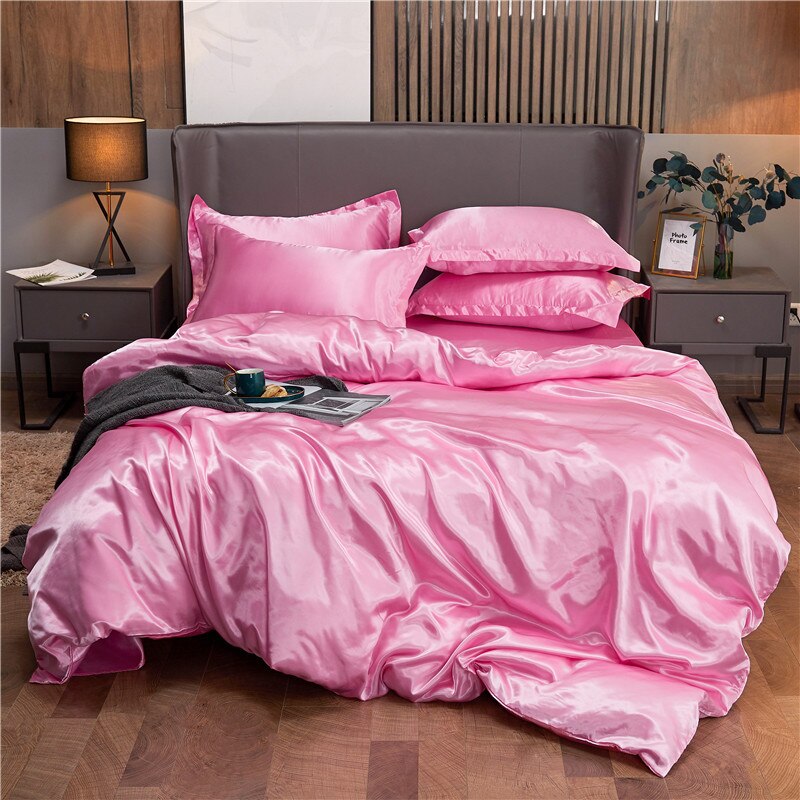 Housse de Couette Unie Polycoton Rose Clair