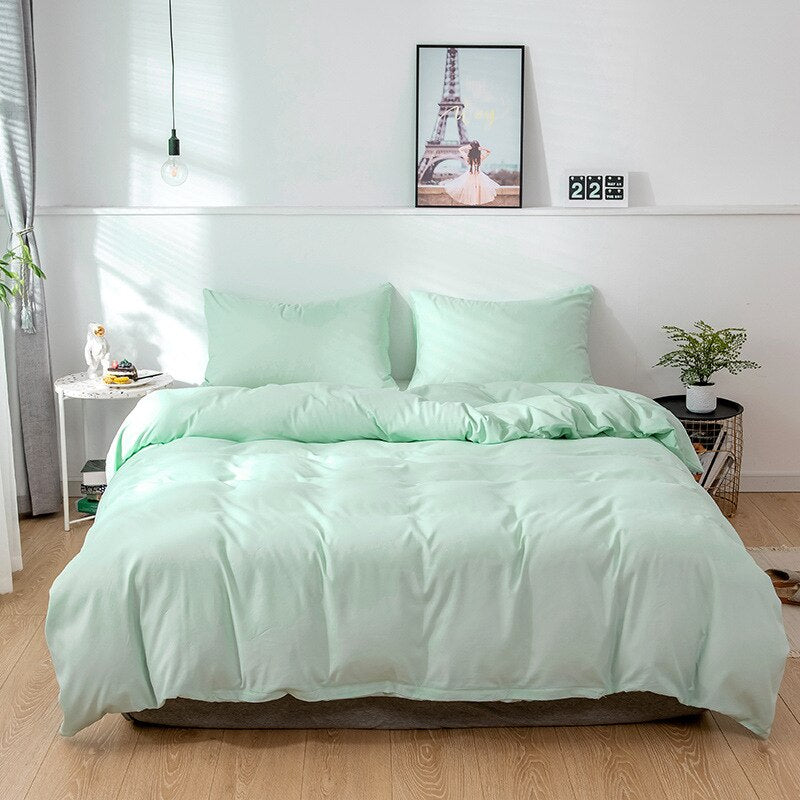 Housse de Couette Unie Polycoton Verte Claire