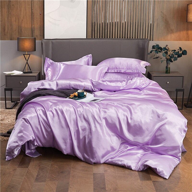 Housse de Couette Unie Polycoton Violet Clair