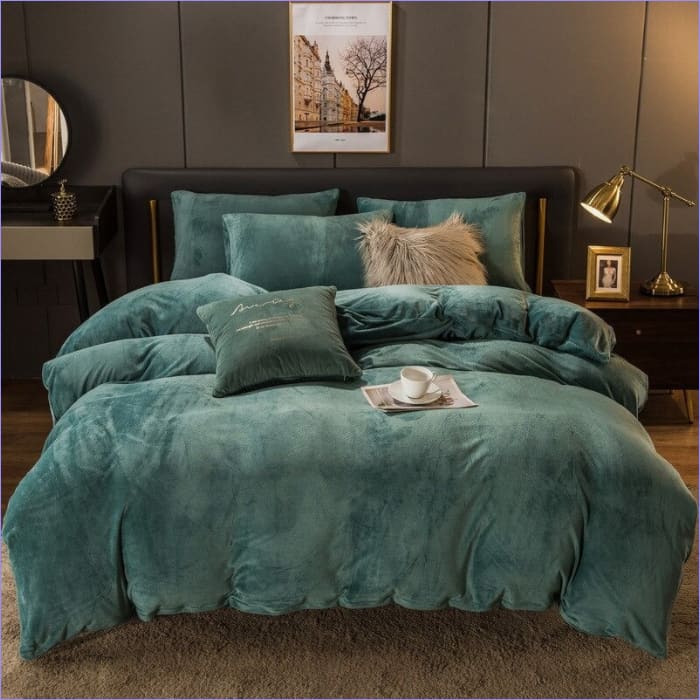 Housse de Couette Velours Vert