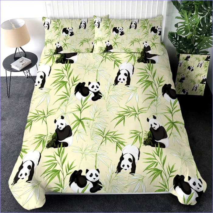 Housse de Couette Verte Panda Bambou