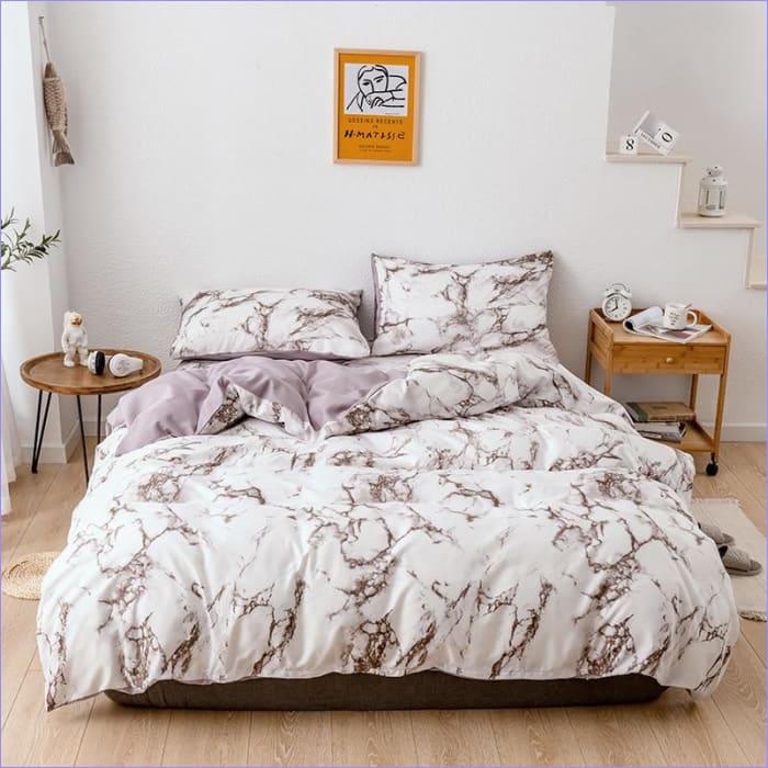 Housse de Couette effet Marbre gris