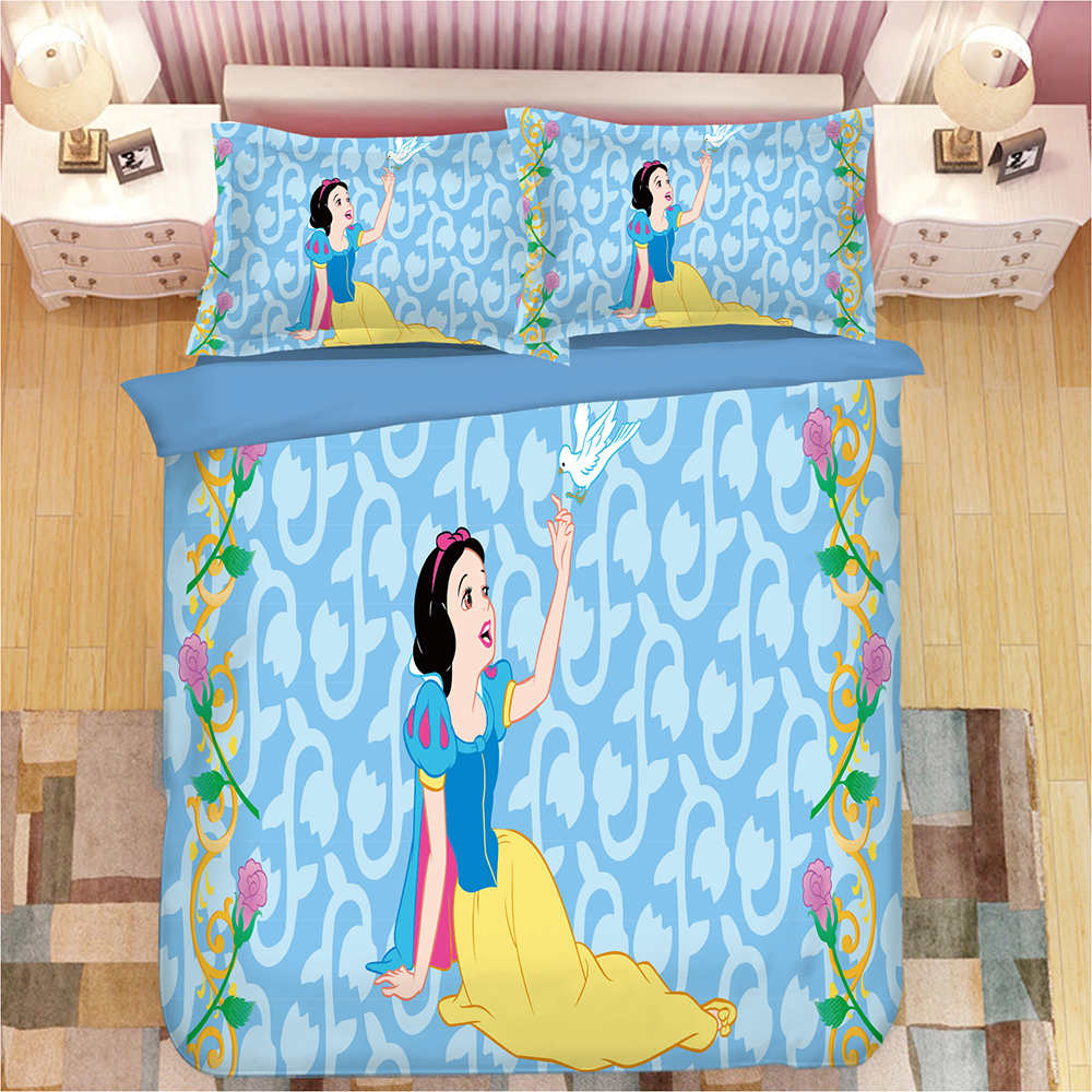 Housse de couette Bleue Blanche-Neige et Une Colombe