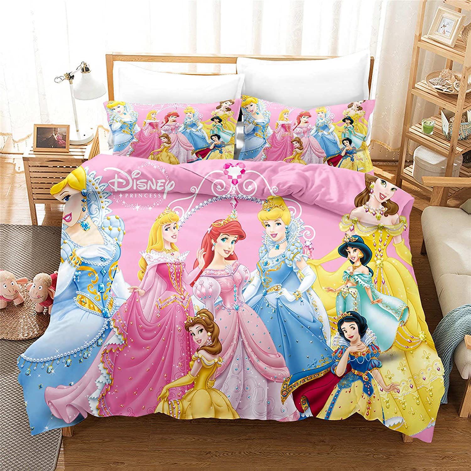 Housse de couette Rose Princesses Disney en Tenue de Bal