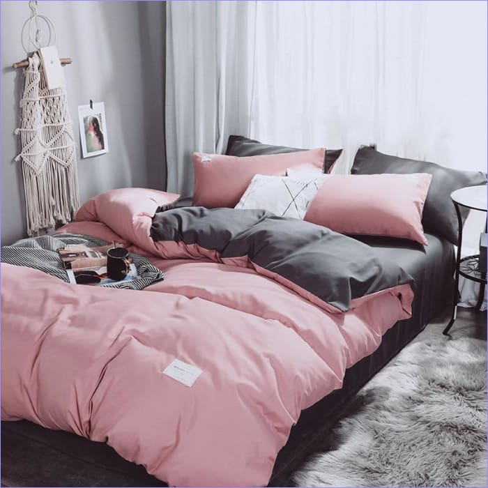 Housse de couette Rose et Gris 1 personne